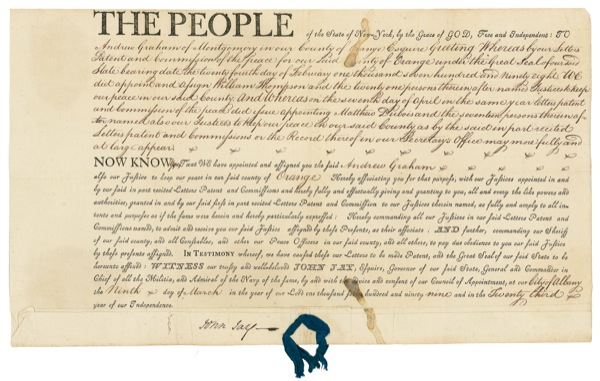 Lot 244 John Jay: Jay appoints a Justice