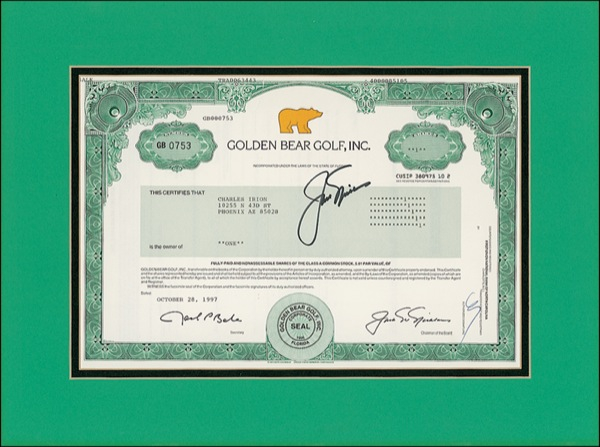 Lot 1329 Jack Nicklaus Signed Document