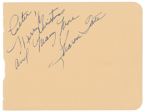 Lot 1090 Sharon Tate: “Merry Christmas and many more”: Scarce holiday sentiment from tragic Hollywood beauty SHARON TATE
