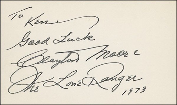 Lot 1023 Clayton Moore and Jay Silverheels Signature