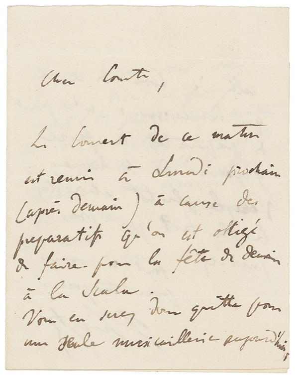 Lot 699 Franz Liszt: Preparations for ?tomorrow?s celebration at La Scala?