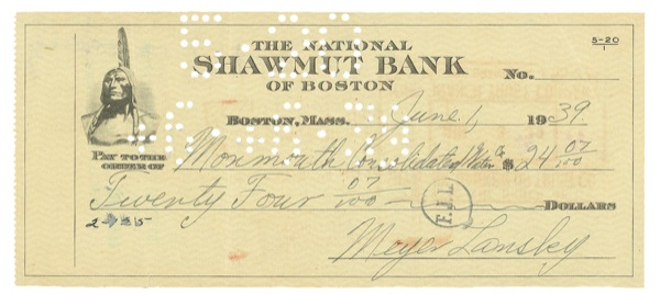 Lot 250 Meyer Lansky Check