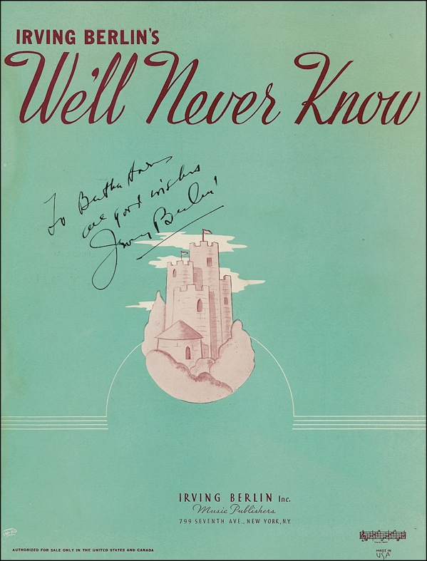 Lot 628 Irving Berlin Sheet Music