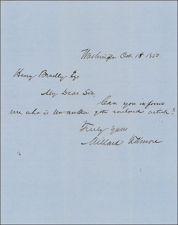 Lot 50 Millard Fillmore Handwritten Letter Signed