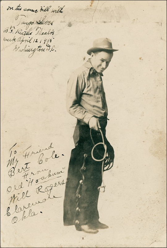 Lot 1054 Will Rogers: “Old Hoakum”: Early signed photo of Will Rogers