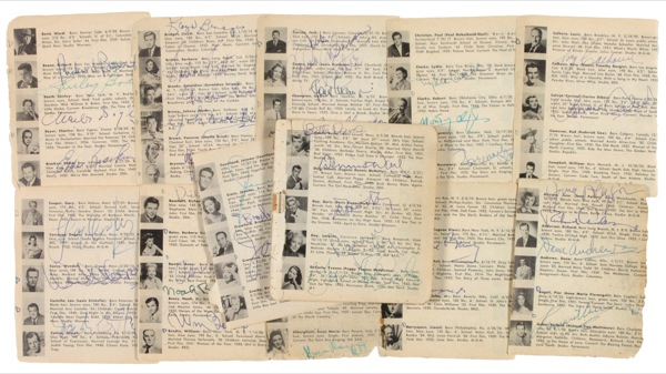 Lot 1103 Vintage Hollywood: HOORAY FOR HOLLYWOOD: Vintage Who’s Who signed by more than 300 stars, including Cooper, Wayne, Sinatra, Reagan, and Taylor