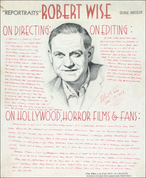 Lot 1115 Robert Wise Annotated Artistâ€™S Portrait