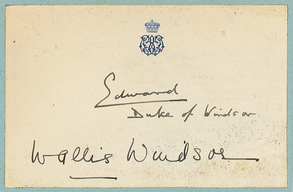 Lot 202 Duke and Duchess of Windsor Signature
