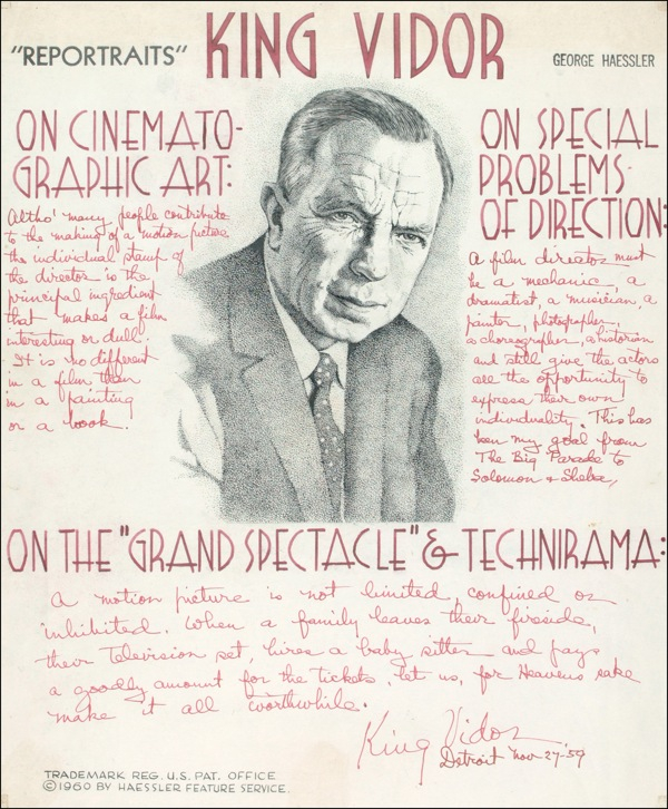 Lot 1101 King Vidor Annotated Artistâ€™S Portrait