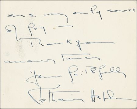 Lot #932 Katharine Hepburn: ?A dreadful cold? during her Broadway run in The Philadelphia Story - Image 1