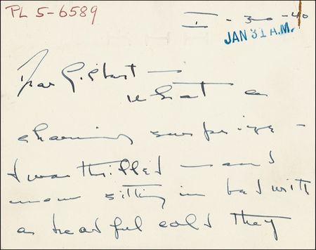 Lot #932 Katharine Hepburn: ?A dreadful cold? during her Broadway run in The Philadelphia Story - Image 2