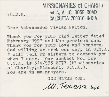 Lot #260 Mother Teresa Typed Letter Signed - Image 2
