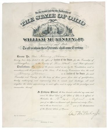 Lot #91 William McKinley Signed Document - Image 1