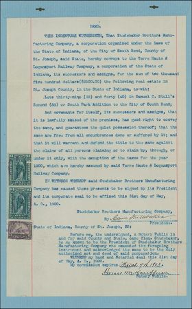 Lot #283 Clement Studebaker Signed Document - Image 2