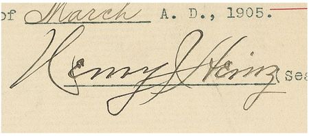 Lot #234 Henry J. Heinz Signed Document - Image 1