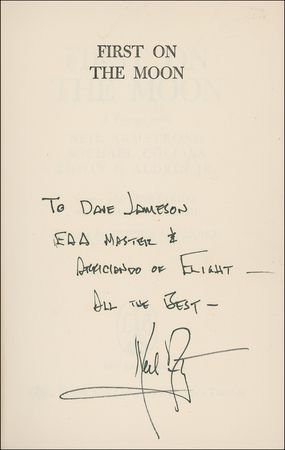 Lot #406 Neil Armstrong: FIRST ON THE MOON: ARMSTRONG signs the APOLLO 11 astronauts’ published account of their epochal mission - Image 1