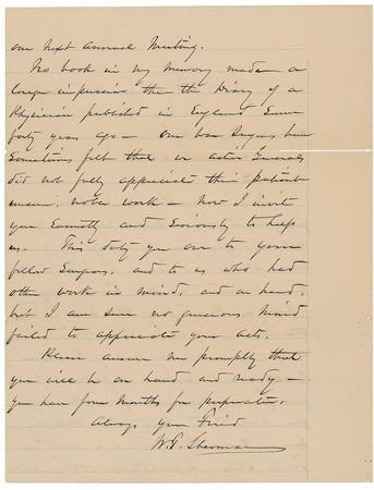Lot #366 William T. Sherman: Seeking the memoir of a surgeon who ?gave so unselfishly your time, skill, and labor to befriend the poor wounded in our Civil War? - Image 2