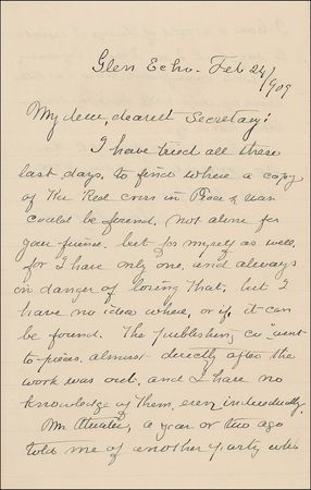 Lot #167 Clara Barton: “I have tried all these last days to find ... a copy of The Red Cross in Peace & War” - Image 1