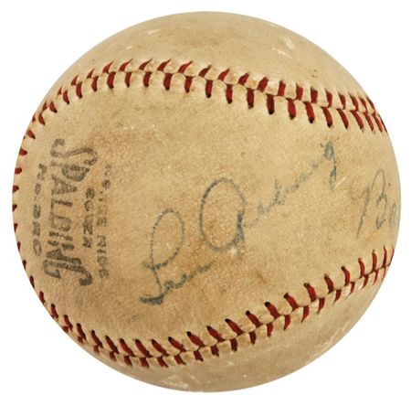 Lot #1395 Babe Ruth and Lou Gehrig: TOGETHER FOREVER: The BAMBINO and the IRON HORSE sign a baseball - Image 1