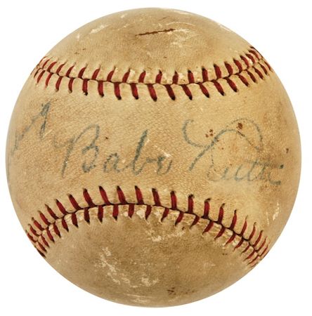 Lot #1395 Babe Ruth and Lou Gehrig: TOGETHER FOREVER: The BAMBINO and the IRON HORSE sign a baseball - Image 2