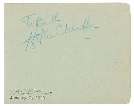 Lot #843 Helen Chandler Signature - Image 1