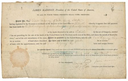 Lot #90 James Madison Signed Document - Image 1