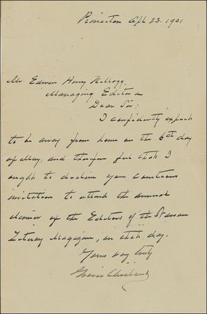 Lot #22 Grover Cleveland Handwritten Letter Signed