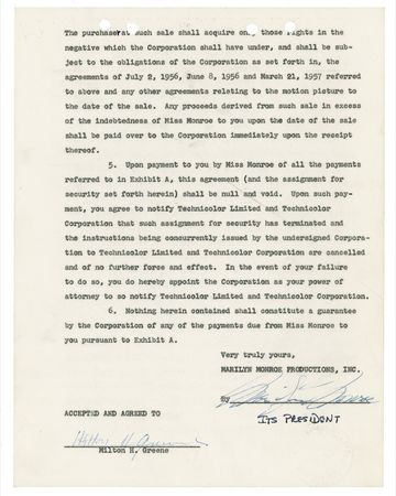 Lot #1020 Marilyn Monroe: “SHOWGIRL”—AND BUSINESSWOMAN: Marilyn puts up a copy of The Prince and the Showgirl as security - Image 2