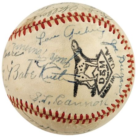 Lot #1396 Ruth, Gehrig, and Foxx: SUPERIOR SPHERE: 1927 ball signed by RUTH, GEHRIG, and FOXX - Image 4