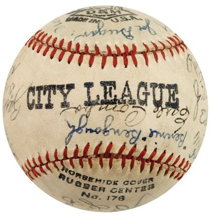 Lot #1396 Ruth, Gehrig, and Foxx: SUPERIOR SPHERE: 1927 ball signed by RUTH, GEHRIG, and FOXX - Image 6