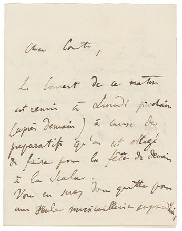 Lot #699 Franz Liszt: Preparations for ?tomorrow?s celebration at La Scala? - Image 1