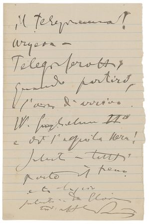 Lot #737 Giacomo Puccini: Train of thought: Puccini pens hasty greetings in the midst of travel - Image 3