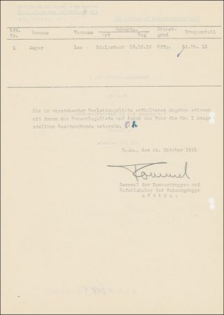 Lot #361 Erwin Rommel Signed Document - Image 2