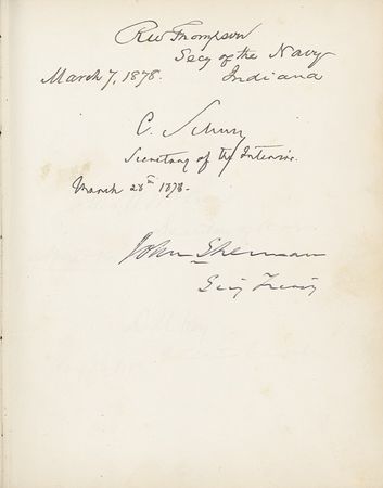 Lot #110 Presidents and Politicians: Public Servants: 1870s D.C. autograph album with more then 380 signatures, including three presidents, Civil War generals, and the entire Waite Supreme Court - Image 2