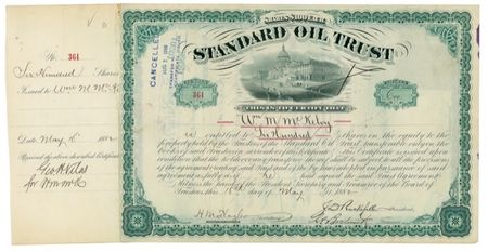 Lot #272 John D. Rockefeller and Henry M. Flagler: Black gold: Rockefeller and Flagler sign a Standard Oil stock certificate - Image 1