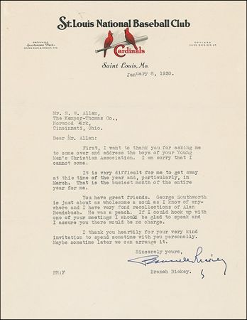 Lot #1377 Branch Rickey Typed Letter Signed - Image 1