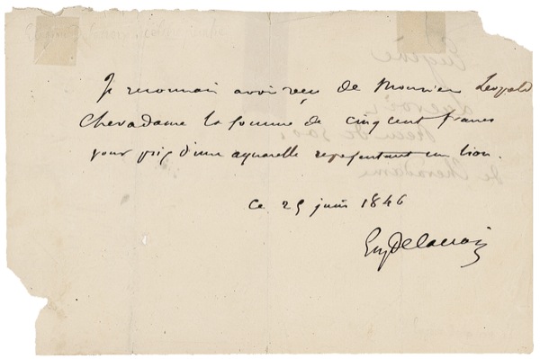 Lot 401 Eugène Delacroix: Signing a receipt for one of his works