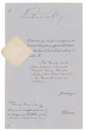 Lot #248 Victoria Signed Document - Image 1