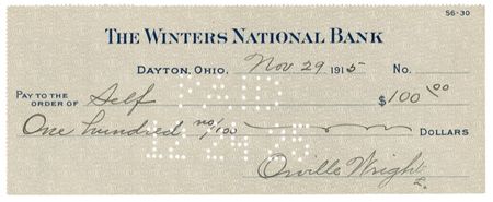 Lot #382 Orville Wright Check - Image 2