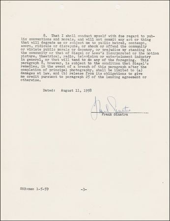 Lot #651 Frank Sinatra Signed Document - Image 3