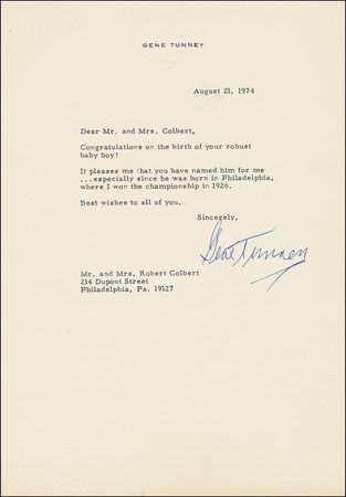 Lot #1065 Jack Dempsey and Gene Tunney: Dempsey and Tunney boxing letters, one mentioning a photo ?just before the bout with Jess Willard.? - Image 2