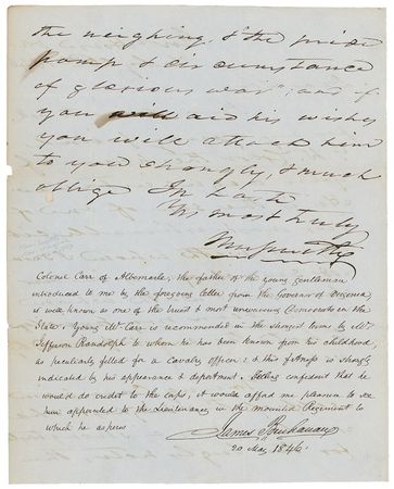 Lot #7 James Buchanan: The future president grants a favor to a future Confederate general - Image 1