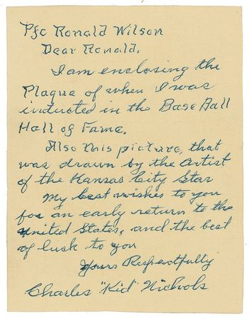 Lot #1281 Charles ?Kid? Nichols Handwritten Letter Signed - Image 2