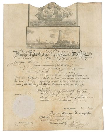 Lot #139 John Tyler and Daniel Webster: 1841 ship’s papers - Image 3