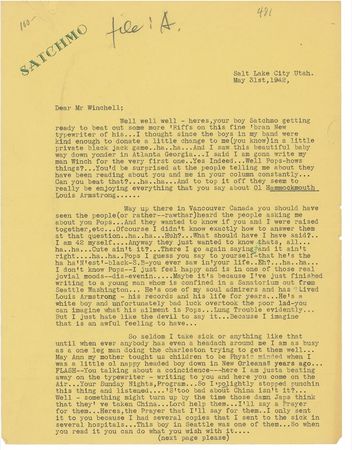 Lot #522 Louis Armstrong: “Your boy” Satchmo to Walter Winchell on “those damn Japs” and being “the first Spade ... [to] get all of his new trousers made without cuffs” - Image 2