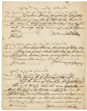 Lot #300 Matthew C. Perry: Customs collections in Mexico a month after his victory at Tabasco - Image 1
