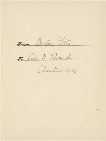 Lot #451 Beatrix Potter: Rabbit Cheers: BEATRIX POTTER signs a 1936 Christmas card with the rare pre-married form of her name - Image 3