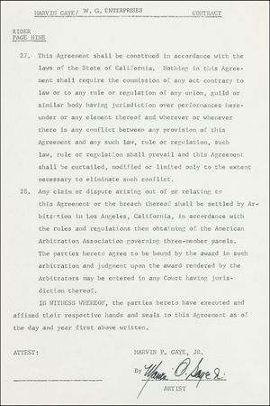 Lot #582 Marvin Gaye Signed Document - Image 2