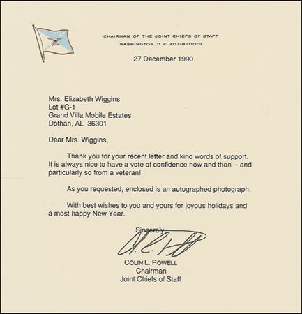 Lot #301 Colin Powell: A “vote of confidence” from a veteran - Image 1