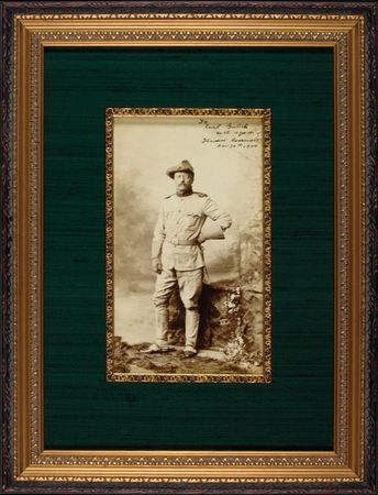 Lot #128 Theodore Roosevelt: ROUGH RIDER MEETS BOY SOPRANO: ROOSEVELT signs a superb photo for a colorful choirboy-turned-hero-turned-?criminal? - Image 1